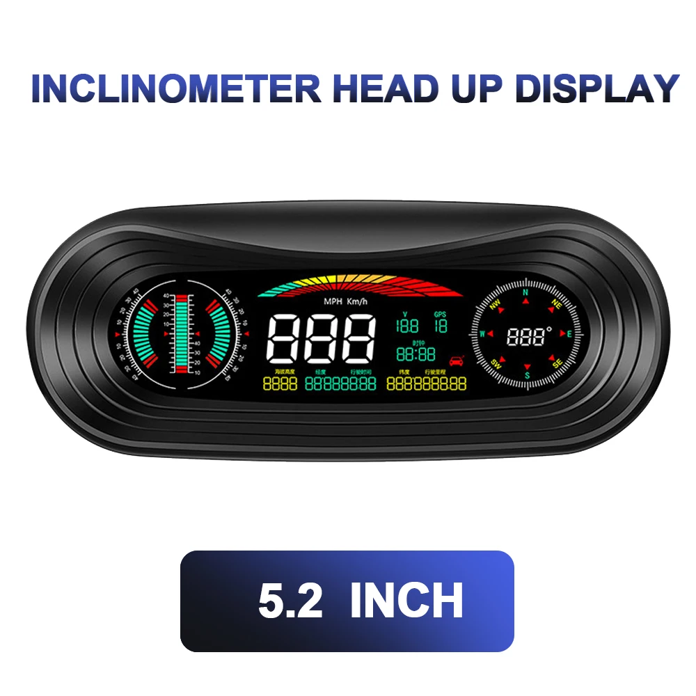 5,2 hüvelyk képernyő Autóelektronikai tartozékok KM / h MPH Sebesség túllépés riasztás Sebességmérő autó fejjel felfelé kijelző GPS HUD digitális mérőműszerek - 0