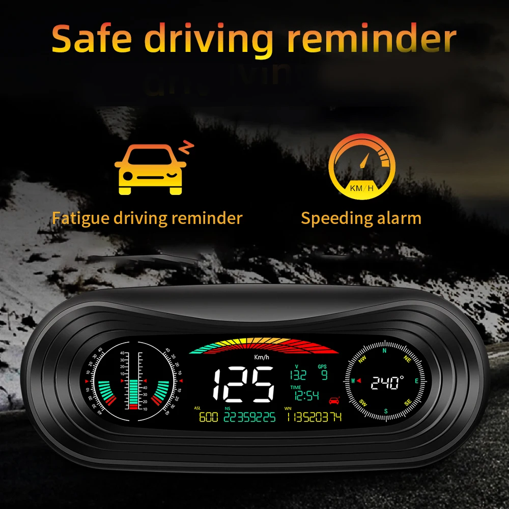 5,2 hüvelyk képernyő Autóelektronikai tartozékok KM / h MPH Sebesség túllépés riasztás Sebességmérő autó fejjel felfelé kijelző GPS HUD digitális mérőműszerek - 5