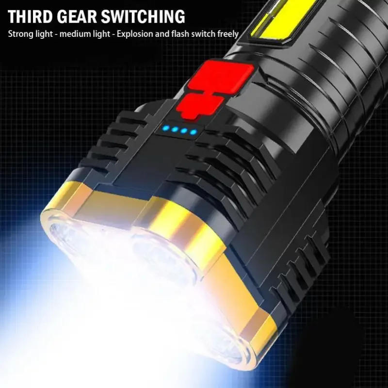 5 LED könnyű zseblámpa USB feltöltés COB oldalsó fény teljesítmény kijelző kültéri hordozható lámpa 4 mód vízálló újratölthető fáklyák - 5