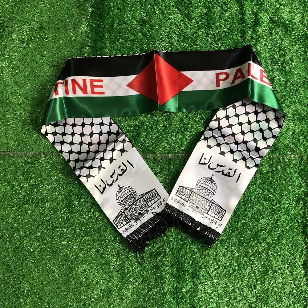 50db ZÁSZLÓ Palesztina zászló Egyéni sál Palesztina nemzeti ünnepe 14 * 130cm sál nyomtatás szatén palesztin zászló sál - 0