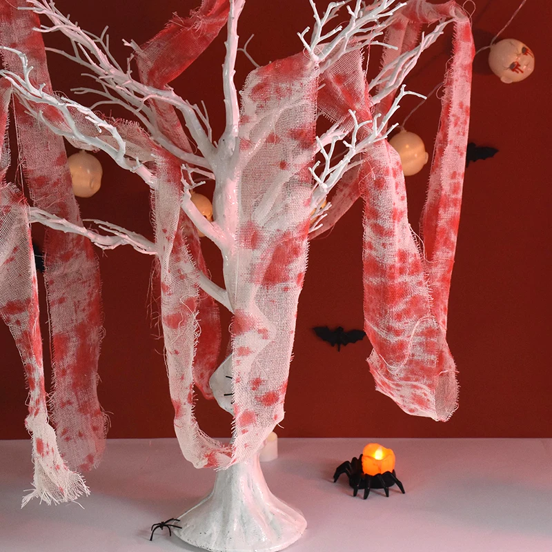 5mx8cm Ijesztő Halloween dekoráció Véres vörös hátborzongató szövet géz DIY bár Kísértetjárta ház kellékek horror zombi party kellékek - 1