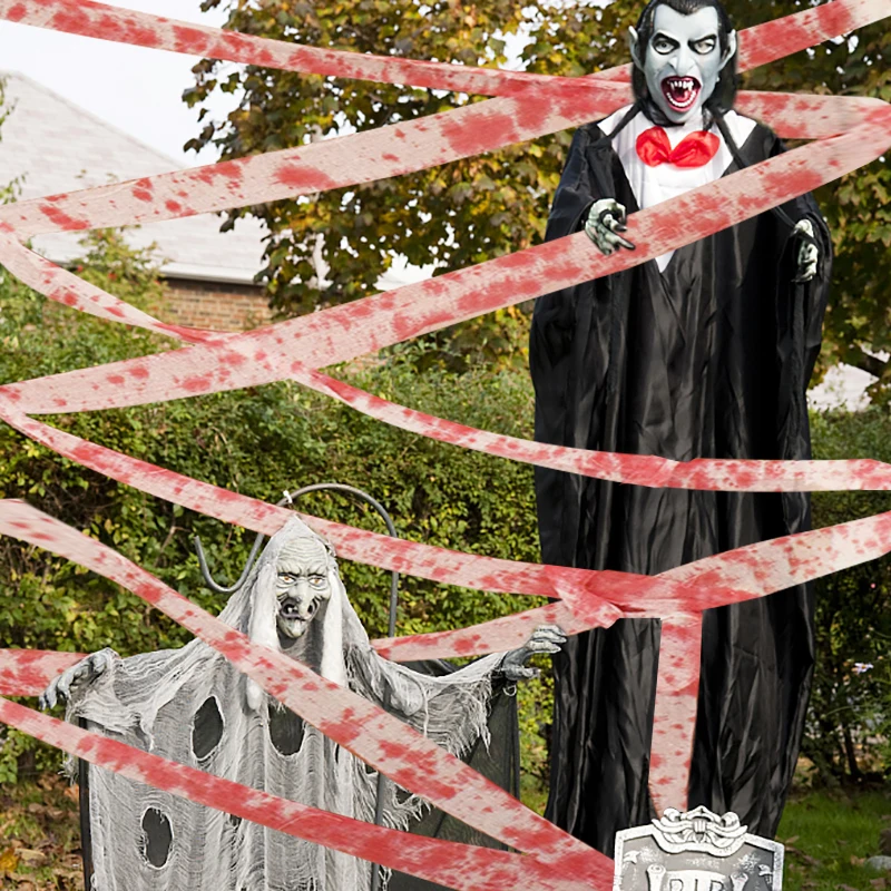 5mx8cm Ijesztő Halloween dekoráció Véres vörös hátborzongató szövet géz DIY bár Kísértetjárta ház kellékek horror zombi party kellékek - 5