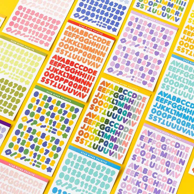 6db/Macron Color Number Letter Levélpapír matrica Notebook Planner Írószer vágott könyv Aranyos színátmenetes színes dekorációs matrica - 5
