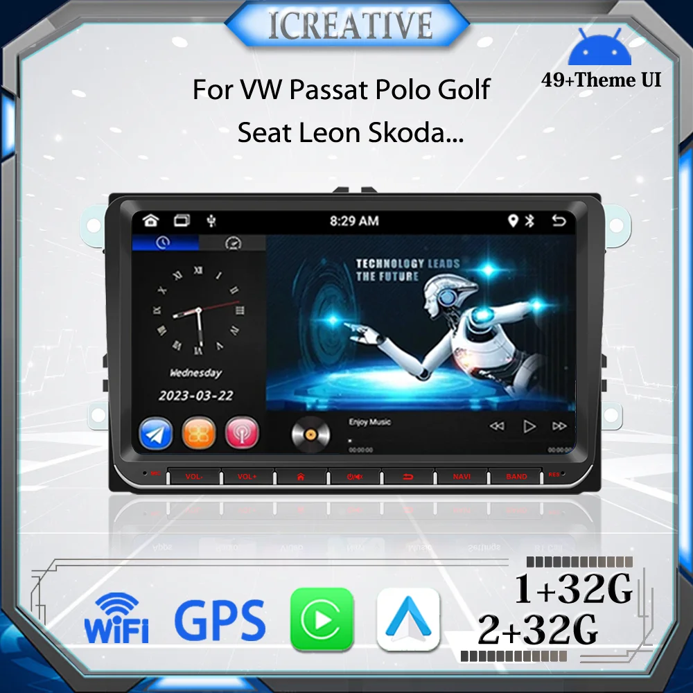 9'' Autórádió Android Volkswagen Passat B6 B7 GOLF POLO Jetta Tiguan VW Skoda 2Din multimédia lejátszó Carplay Wireless - 0