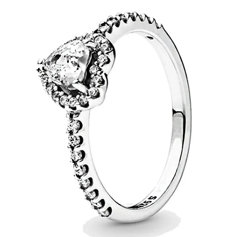 925 sterling ezüst piros szív alakú gyűrű, színes kristálygyűrű illik bájos karkötők, női ékszerek DIY gyönyörű ajándékok - 4
