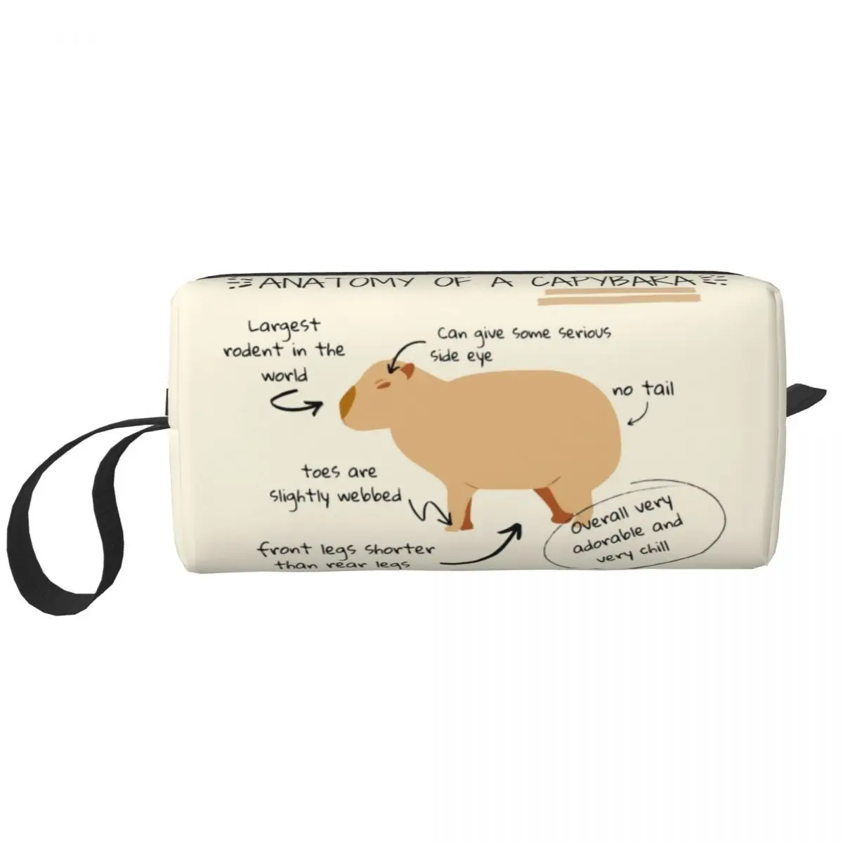 A Capybara sminktáska anatómiája Női utazás Kozmetikai szervező Kawaii tároló piperetáskák Dopp készlet tok doboz ajándékok - 0