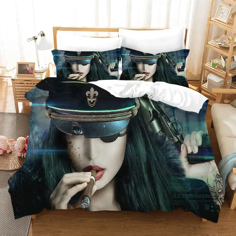 afrikai lány kreatív mintás ágy és paplan készlet széles méret- és stílusválasztékban kapható King méretű ágynemű szett - 3