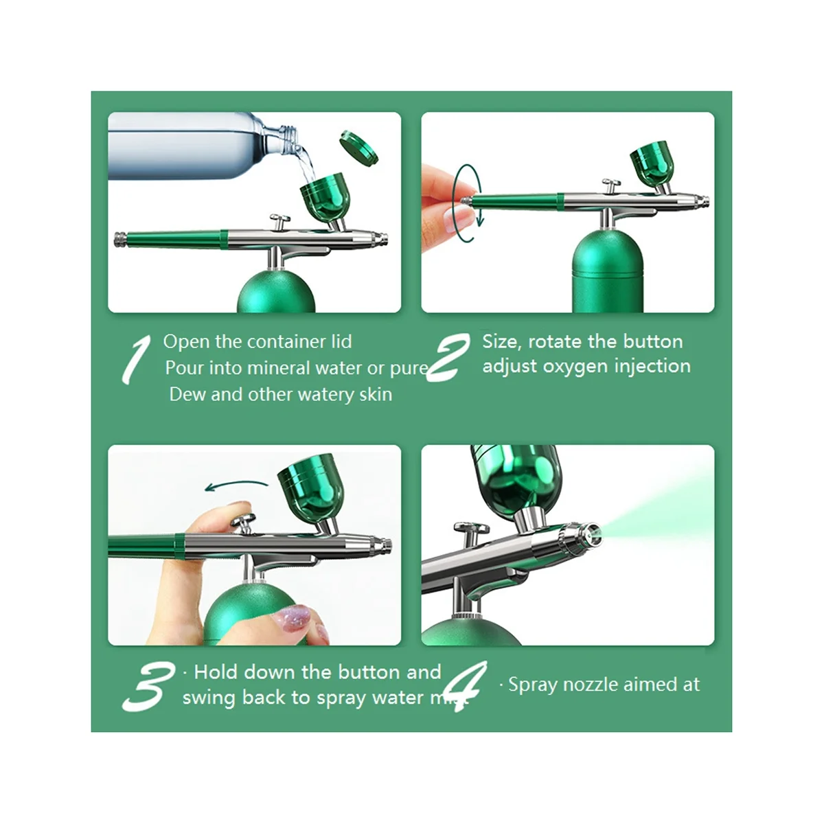 Airbrush köröm kompresszorral Hordozható légszóró körmökhöz Torta tetoválás smink festék Légpermetező szerszám Oxigén injektor zöld - 1