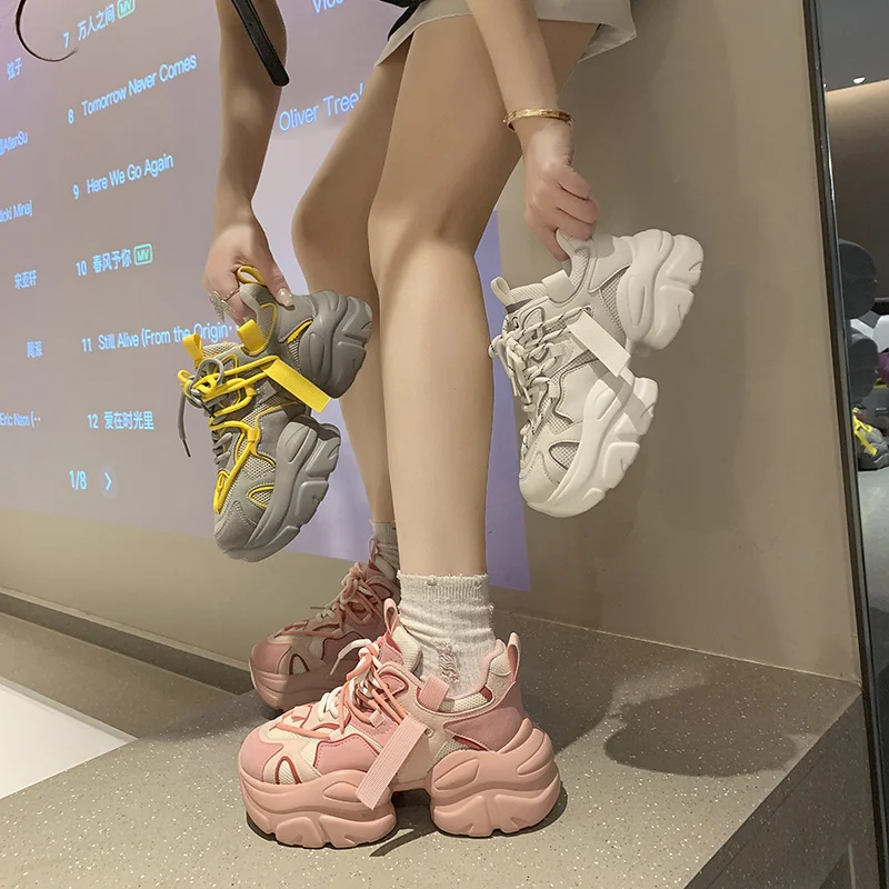 Alkalmi Divat Air Háló Szellőztessen vegyes színek Női cipők Vastag fenék Új design Női tornacipők Alkalmi Zapatillák Informálok - 3