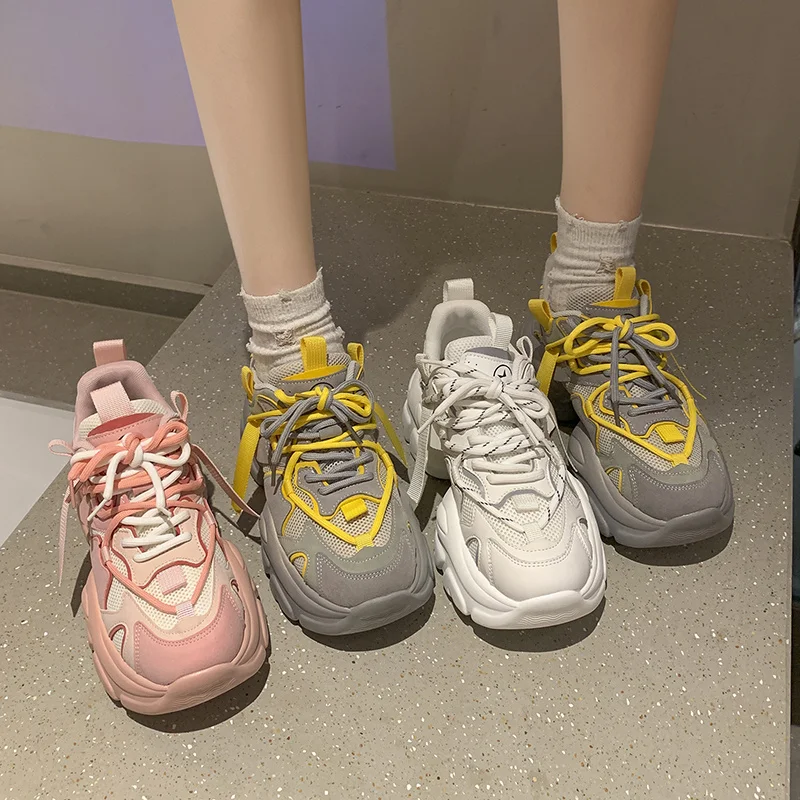 Alkalmi Divat Air Háló Szellőztessen vegyes színek Női cipők Vastag fenék Új design Női tornacipők Alkalmi Zapatillák Informálok - 4