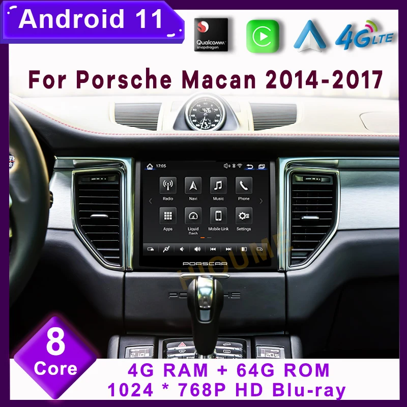 Android 11 Snapdragon 8Core 4 + 64GB autórádió GPS a Porsche Macan 2014-2017 IPS HD képernyővel DSP 4G carplay 4GLTE - 0
