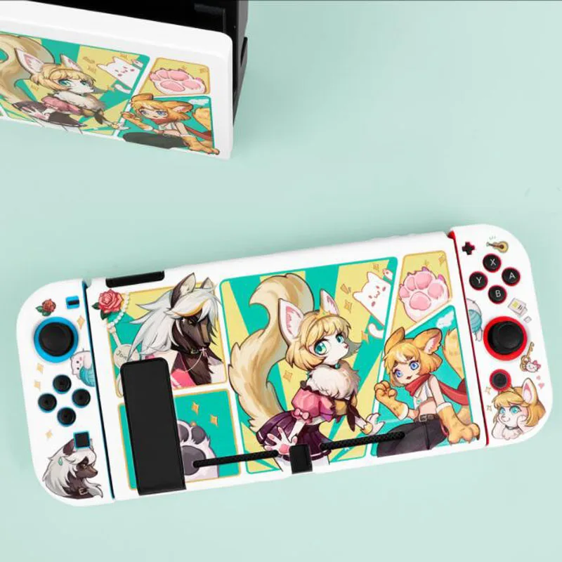 Animal Party kemény TV dokkoló fedél állvány töltő Crystal Shell Nintendo Switch Oled NS Joy-Con vezérlő TPU védő tok - 1