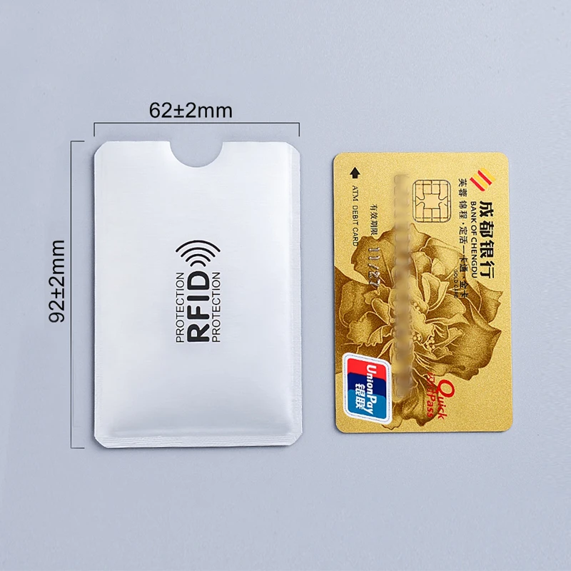 Anti RFID pénztárca blokkoló olvasó zár Bankkártya tartó azonosítója Bankkártya tok védelem fém hitelkártya tartó alumínium 6*9.3cm - 2