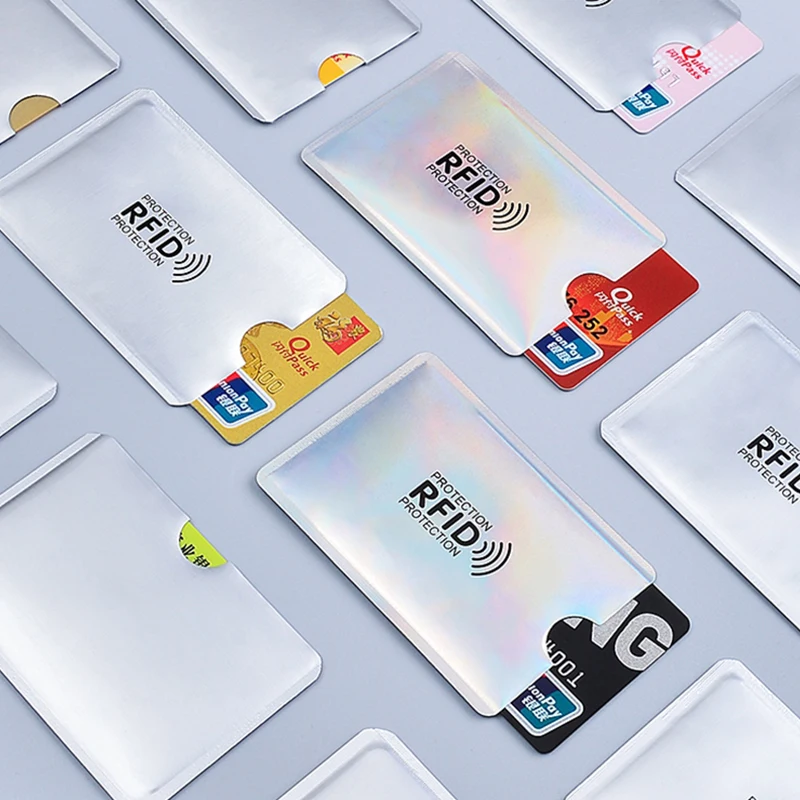 Anti RFID pénztárca blokkoló olvasó zár Bankkártya tartó azonosítója Bankkártya tok védelem fém hitelkártya tartó alumínium 6*9.3cm - 3