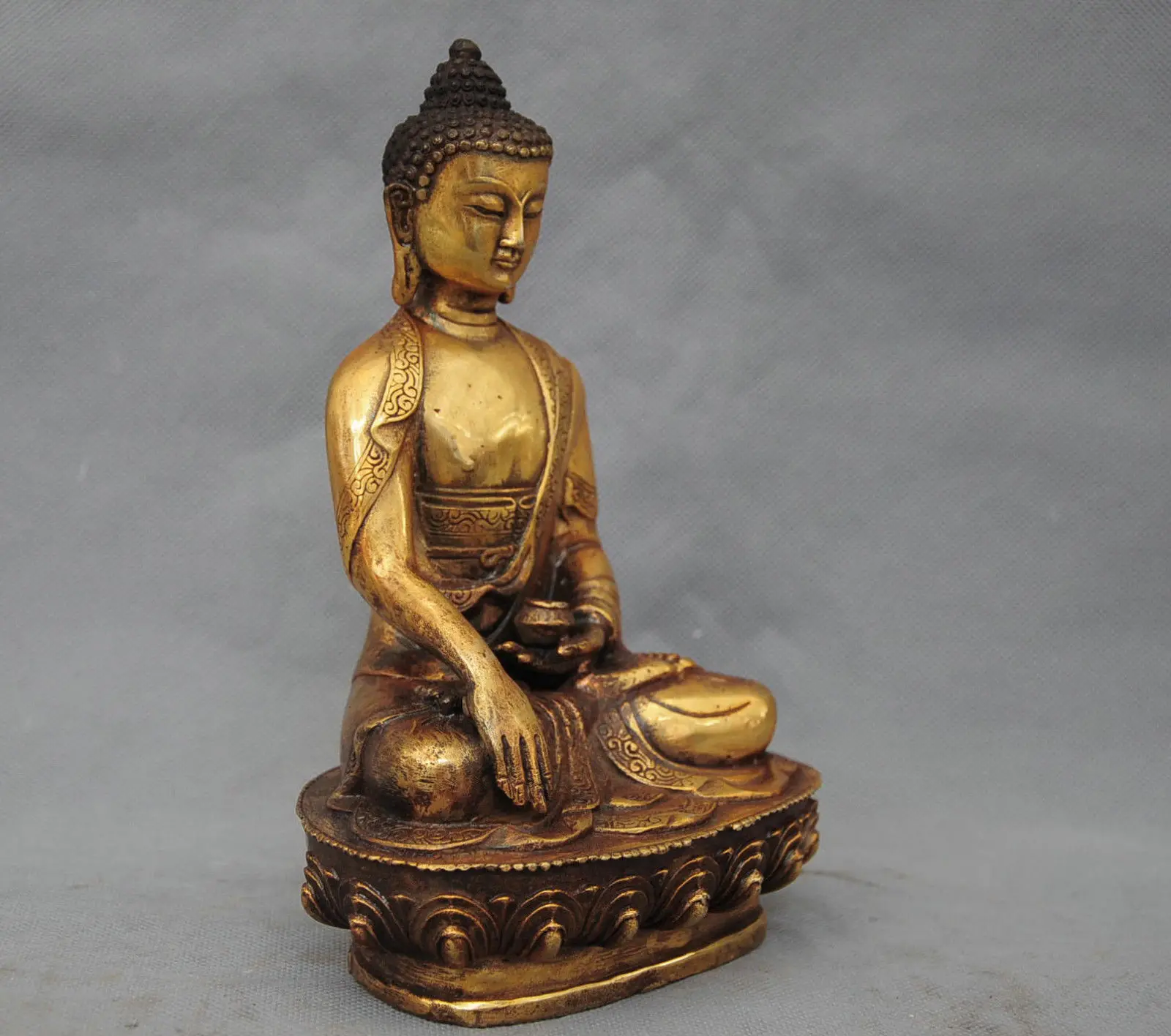 Antik bronz Buddha szobor Amitábha buddhizmus szakjamuni tibeti Sit apothecar - 2