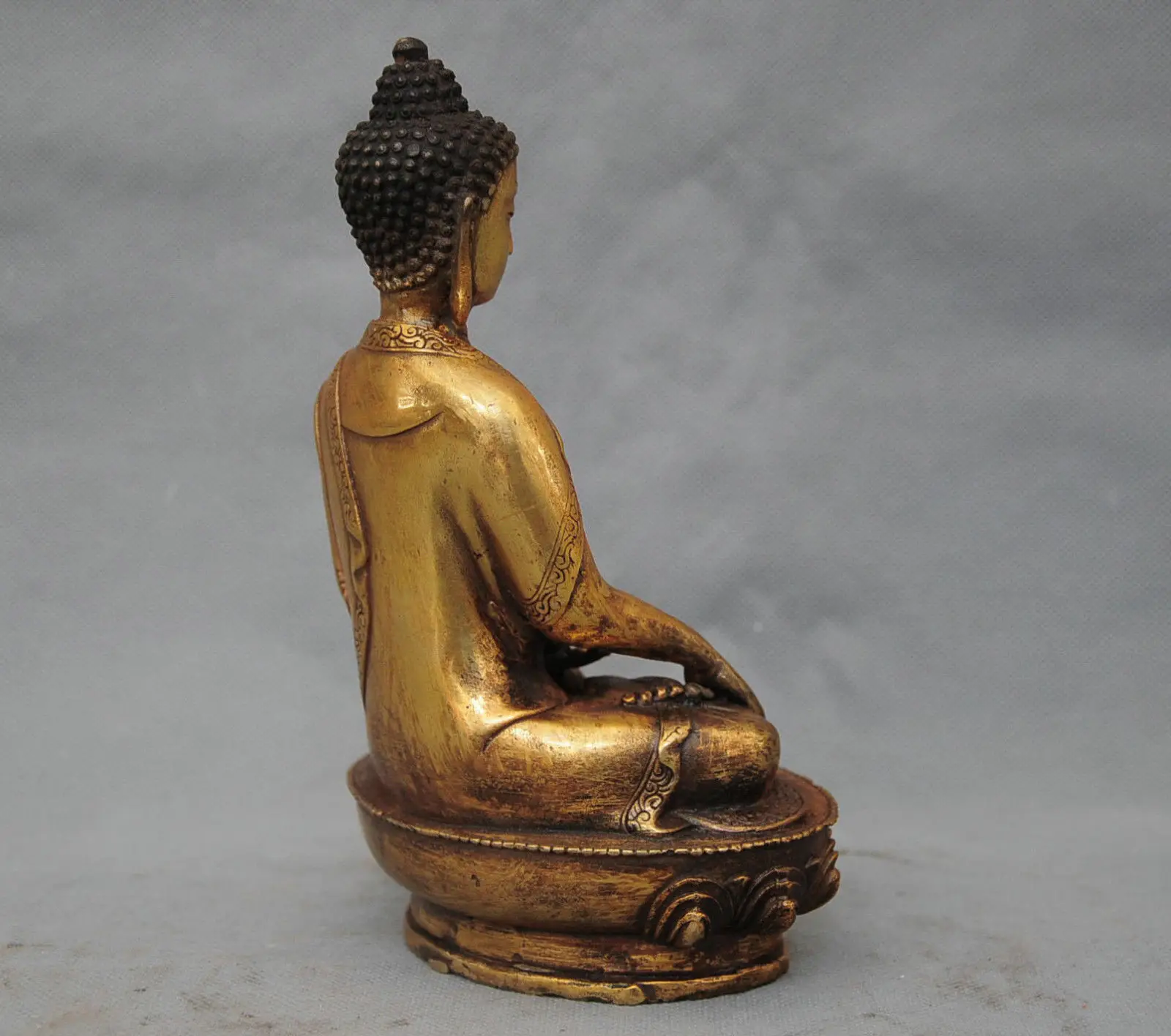 Antik bronz Buddha szobor Amitábha buddhizmus szakjamuni tibeti Sit apothecar - 5