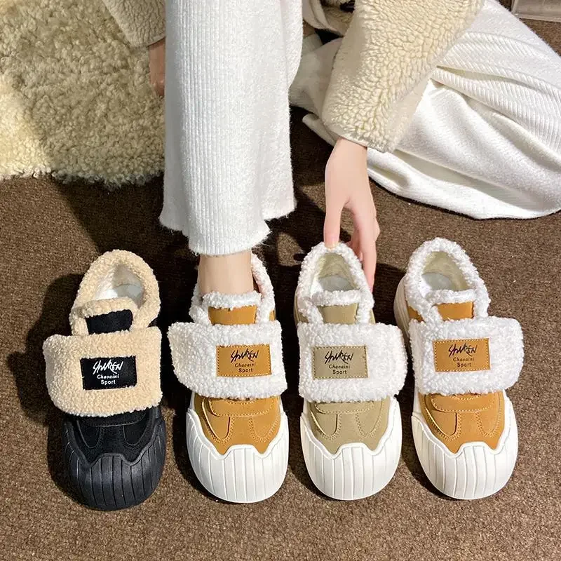 Anya cipője Pamuttal párnázott cipők Bársony termikus cipők Középkorú és idős női lányok Téli cipők - 4