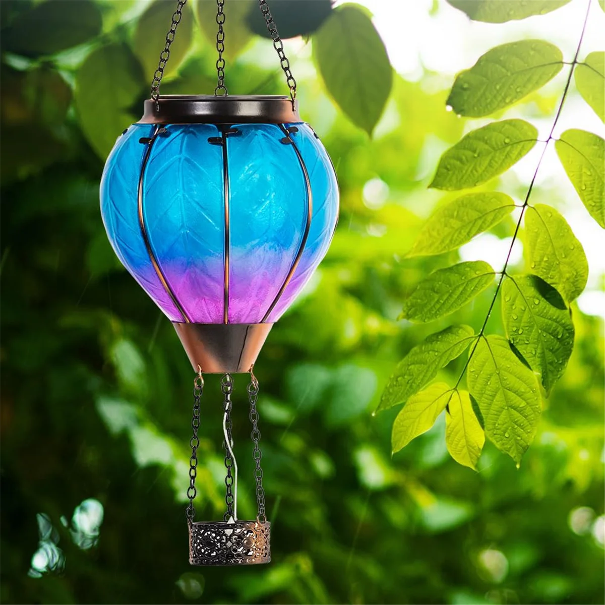 Art & Gift Solar hőlégballon lámpás - Függő napelemes LED lámpák, vízálló hordozható dekoratív - 4