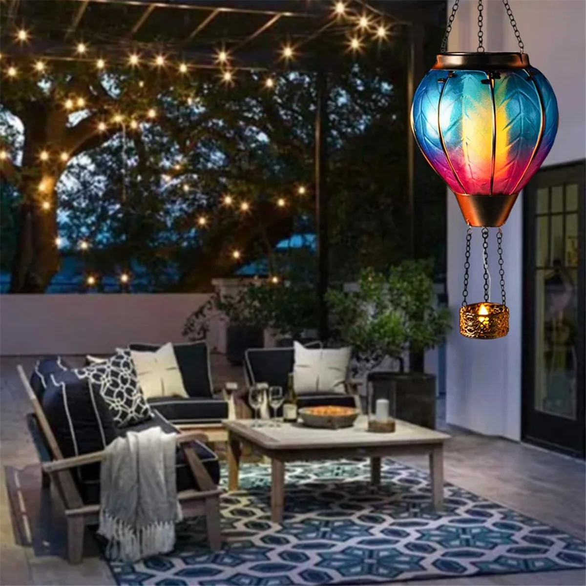 Art & Gift Solar hőlégballon lámpás - Függő napelemes LED lámpák, vízálló hordozható dekoratív - 5