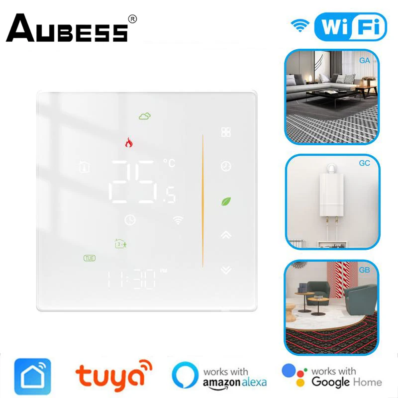 AUBESS Tuya WiFi intelligens víz / elektromos padlófűtés termosztát vízgáz kazán hőmérséklete az intelligens élethez Alexa Google Home - 0