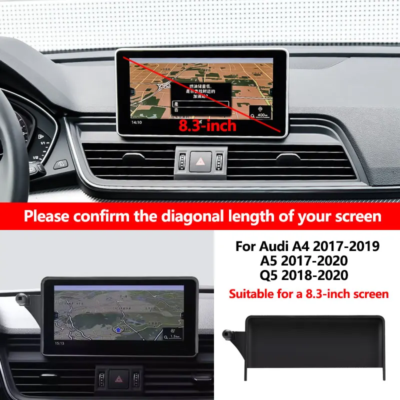  autó mobiltelefon-tartó Audi A4 B9 A5 Q5 speciális multimédiás kijelző konzoljához 360 ° -os forgatás GPS stabil telefontartó - 2