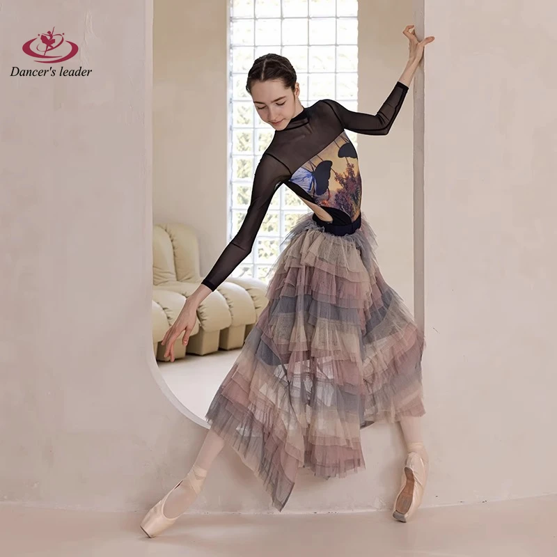 Balett jelmez Leotard fekete selyem hálómintára Gimnasztika edzés szűk ruhák Performance jóga jelmez - 4