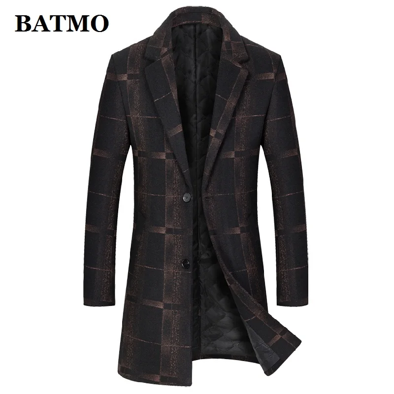 BATMO 2023 új jövevény őszi-téli kockás gyapjú árokkabát férfiak, férfi kabát férfi kabát M8828 - 0