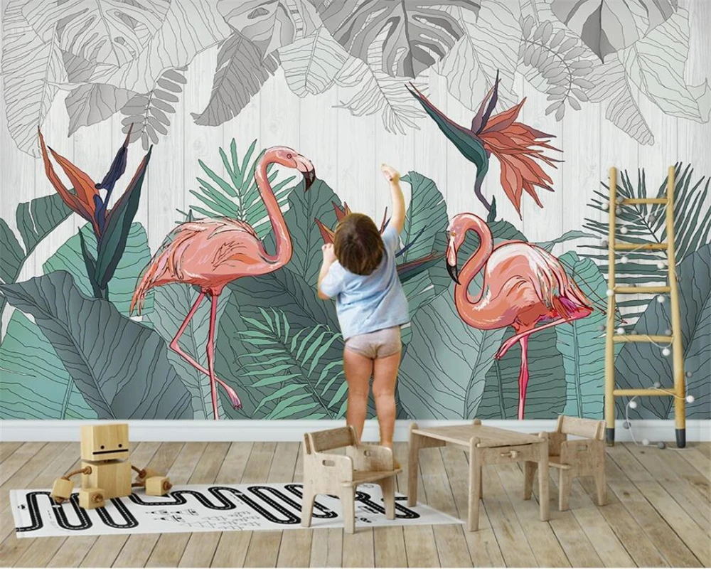 beibehang Egyéni modern északi minimalista flamingó Golden Line TV háttér tapéta fali papírok lakberendezés papír papír peint - 3