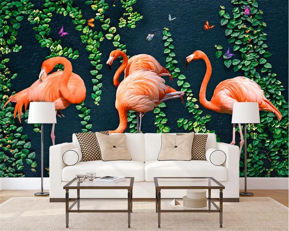 beibehang Egyéni modern északi minimalista flamingó Golden Line TV háttér tapéta fali papírok lakberendezés papír papír peint - 4
