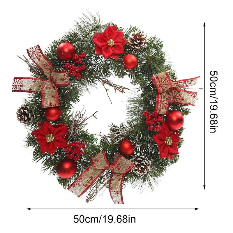Belül lógó ajtó Karácsonyi koszorúk Mesterséges karácsonyi virágkoszorú a bejárati ajtóhoz Koszorú fenyőtűkkel Piros bogyós gyümölcsök íj - 5