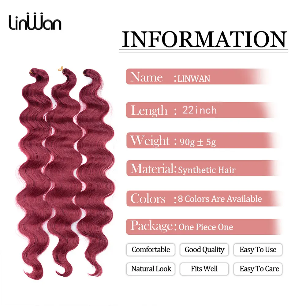 Body Wave haj Water Wave Twist horgolt haj szintetikus fonat haj ombre szőke rózsaszín 22 hüvelykes mély hullámú fonott hajhosszabbítás - 3