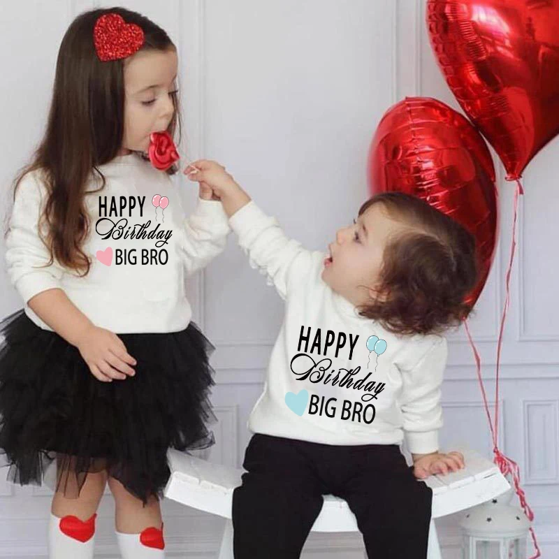 Boldog születésnapot anyu apu Big Brother kishúg ing a születésnapi ruháim Kids Boy pulóver Gyermek kisgyermek lány pulóver - 0