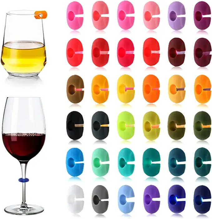 Borospohár jelölő itallé pezsgőserleg címke Újrafelhasználható bögre jelölő címke felismerő Bár parti szín véletlenszerű - 0