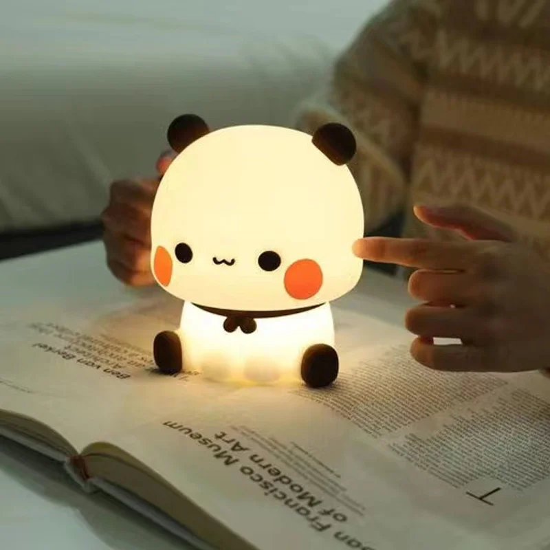 Bubu és Dudu Bear éjszakai fény panda lámpa Mitao Yiers rajzfilm éjjeli hálószoba asztali lámpa aranyos nappali dekoráció gyerek ajándék - 0