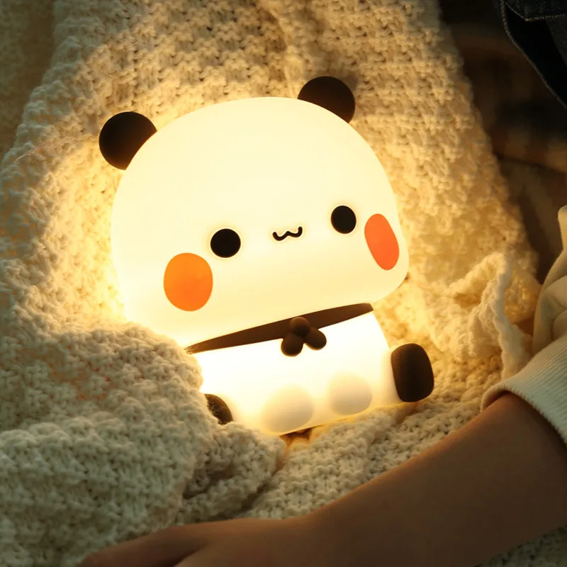 Bubu és Dudu Bear éjszakai fény panda lámpa Mitao Yiers rajzfilm éjjeli hálószoba asztali lámpa aranyos nappali dekoráció gyerek ajándék - 2