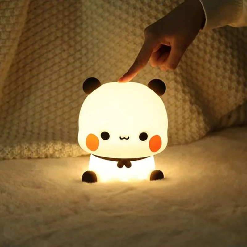 Bubu és Dudu Bear éjszakai fény panda lámpa Mitao Yiers rajzfilm éjjeli hálószoba asztali lámpa aranyos nappali dekoráció gyerek ajándék - 3