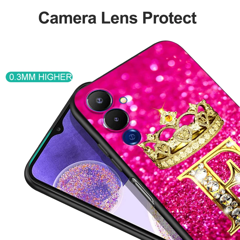 Case For Tecno pova 4 LG8N szilikon telefon hátlap fekete Tpu Tok levél Diamond Crown rózsaszín - 4