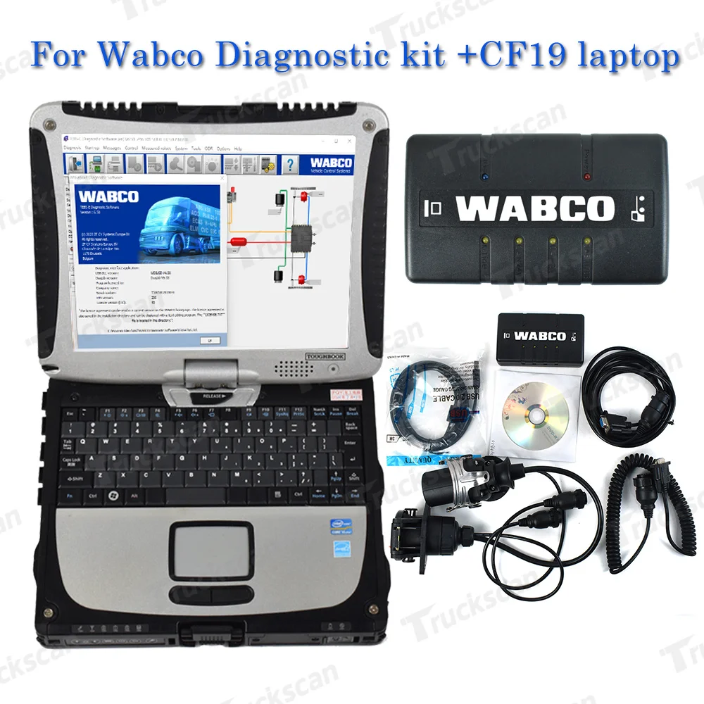 CF19 laptop+Kamionszkenner WABCO DIAGNOSZTIKAI KÉSZLETHEZ (WDI) WABCO pótkocsi WABCO nagy teherbírású diagnosztikai szkenner eszköz - 0