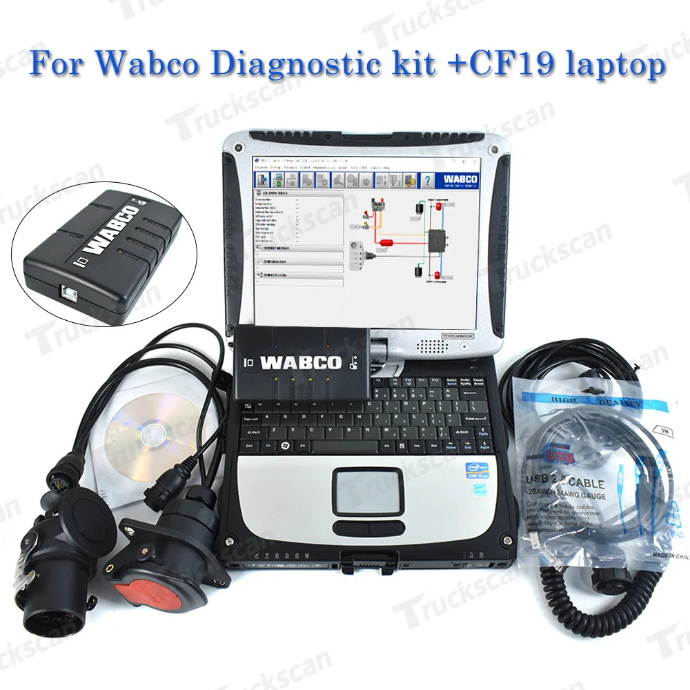 CF19 laptop+Kamionszkenner WABCO DIAGNOSZTIKAI KÉSZLETHEZ (WDI) WABCO pótkocsi WABCO nagy teherbírású diagnosztikai szkenner eszköz - 2