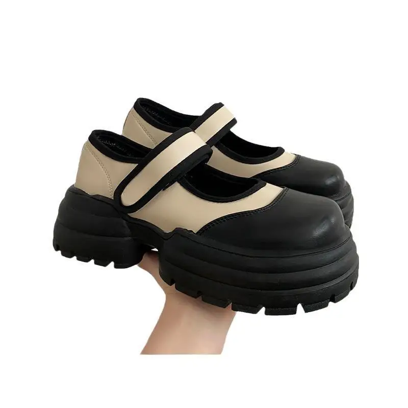 Cipő nő 2023 All-Match Oxfords klumpák Platform sekély száj kerek lábujj Női lábbeli Alkalmi tornacipő Fekete lakások Új nyár - 5