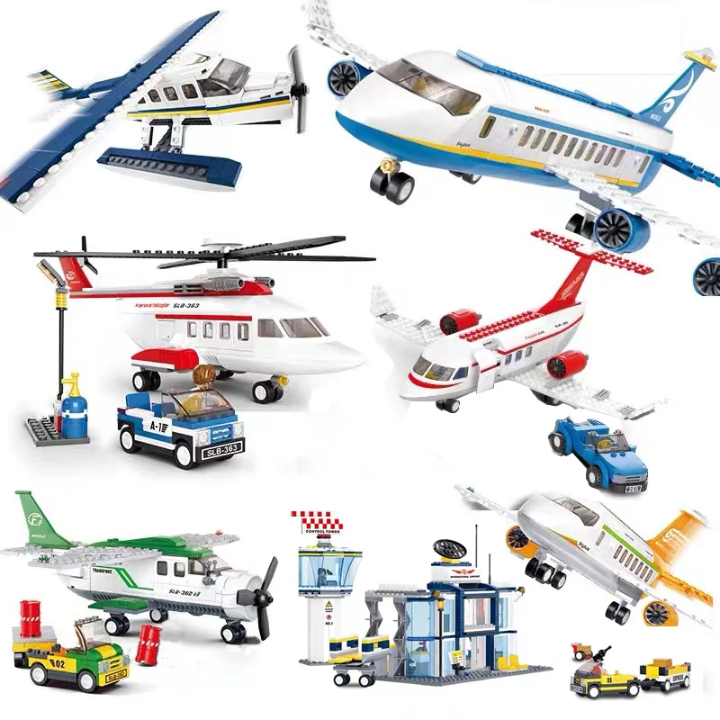 City Plane Nemzetközi Repülőtér Airbus építőelemek Teherszállító utasszállító Orvosi mentőrepülőgép Modell kockakészlet Játékok gyerekeknek - 0