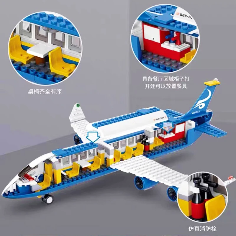 City Plane Nemzetközi Repülőtér Airbus építőelemek Teherszállító utasszállító Orvosi mentőrepülőgép Modell kockakészlet Játékok gyerekeknek - 3