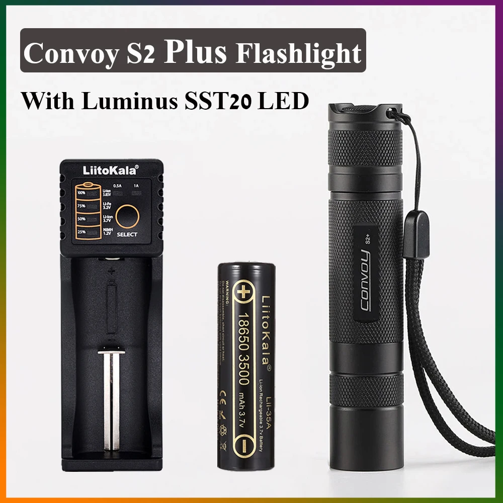 Convoy S2 Plus Luminus SST20 LED zseblámpával DTP rézlemezzel 7135*8 firmware kültéri kempingezéshez Túrafáklya lámpa - 1