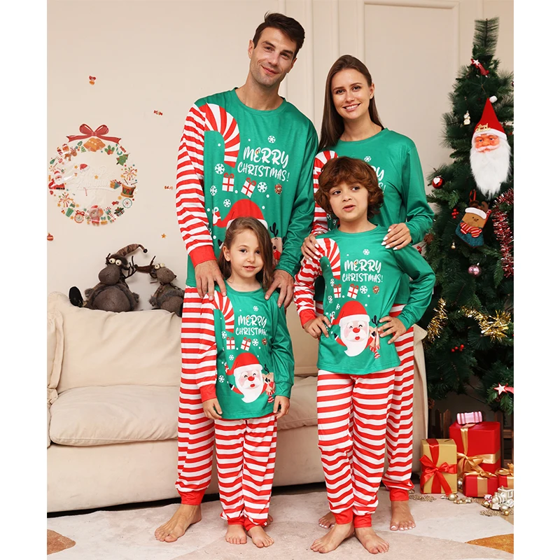 Családi karácsonyi hozzáillő pizsama ruhák szett 2024 felnőtt gyerekek baba azonos megjelenésű felsők nadrág karácsonyi hálóruha pizsama páros ruhák - 1