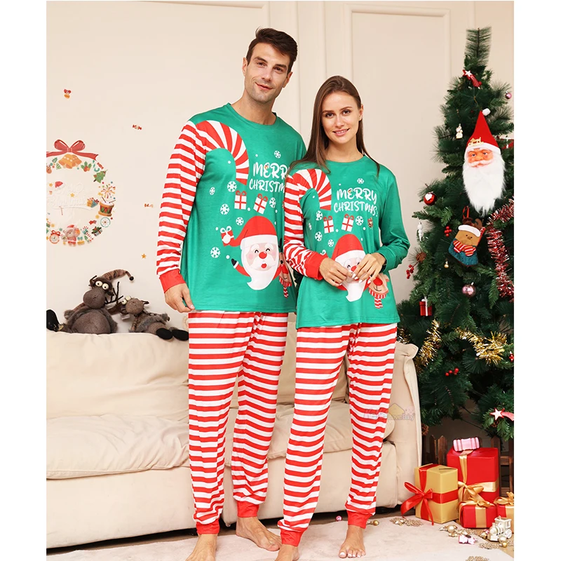 Családi karácsonyi hozzáillő pizsama ruhák szett 2024 felnőtt gyerekek baba azonos megjelenésű felsők nadrág karácsonyi hálóruha pizsama páros ruhák - 2