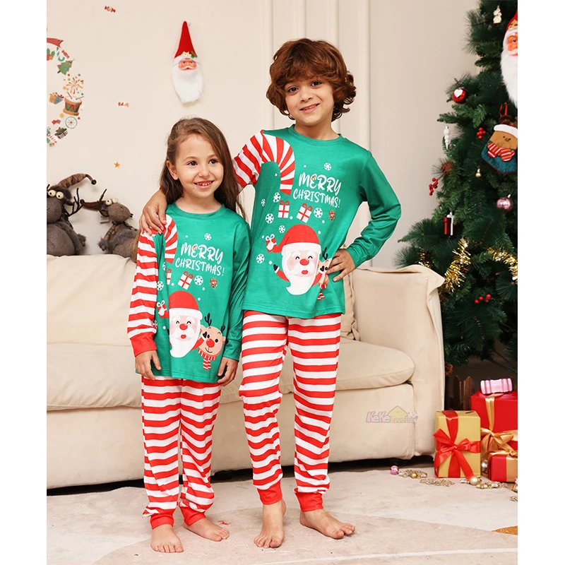 Családi karácsonyi hozzáillő pizsama ruhák szett 2024 felnőtt gyerekek baba azonos megjelenésű felsők nadrág karácsonyi hálóruha pizsama páros ruhák - 3