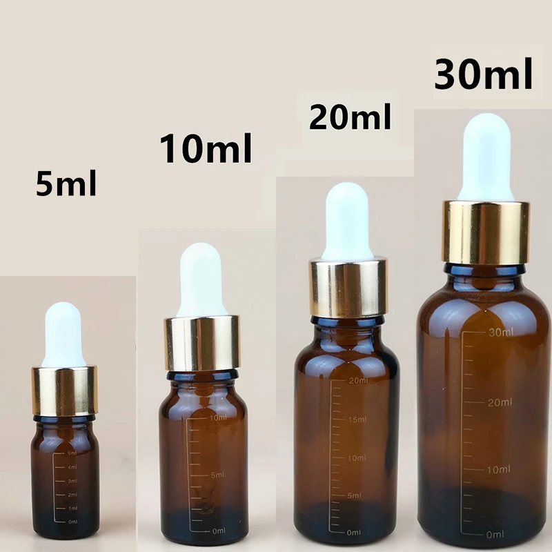  Cseppentő palackok 5ml-30ml reagens szemcsepp újratölthető palackokkal Utazás borostyánüveg aromaterápiás folyékony pipettapalack - 0