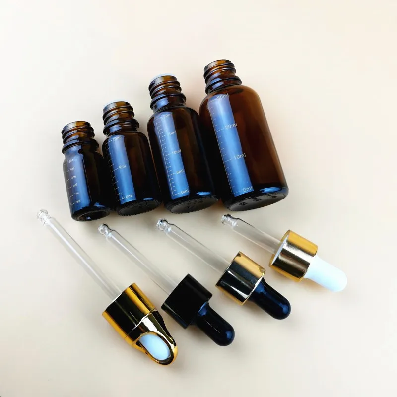  Cseppentő palackok 5ml-30ml reagens szemcsepp újratölthető palackokkal Utazás borostyánüveg aromaterápiás folyékony pipettapalack - 1