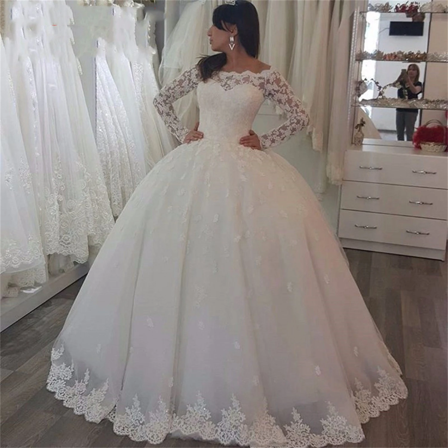 Csipke menyasszonyi ruha menyasszonyi ruhák nőknek 2023 Menyasszonyi menyasszonyi esküvői ruhák 2024 Bepeithy hivatalos áruház Női elegáns ruhák - 0