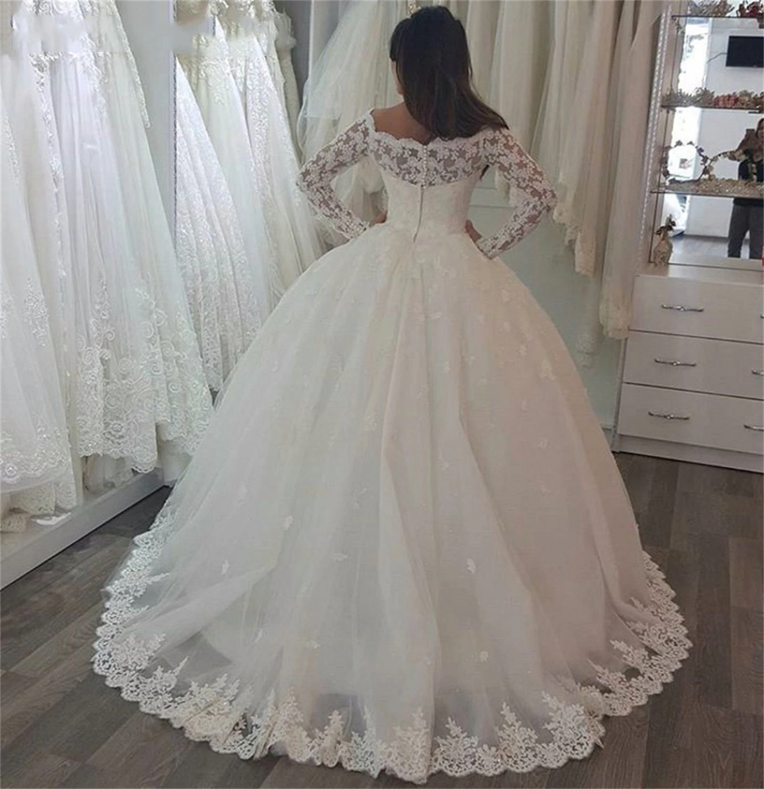 Csipke menyasszonyi ruha menyasszonyi ruhák nőknek 2023 Menyasszonyi menyasszonyi esküvői ruhák 2024 Bepeithy hivatalos áruház Női elegáns ruhák - 1